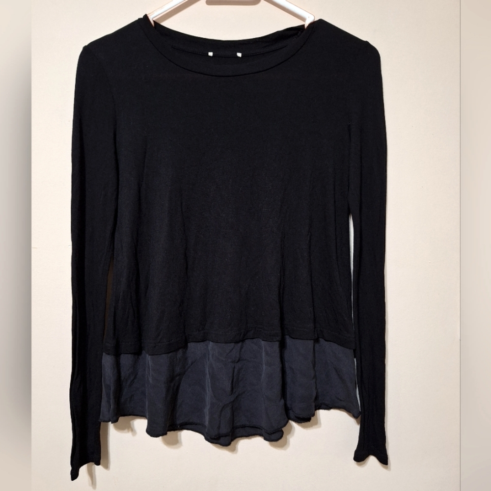 WILFRED Small rayon silk long-sleeved black shirt